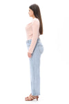 HIGH RISE STRAIGHT JEANS FRONT PATCH POCKETS PLUS SIZE OST5023-P
