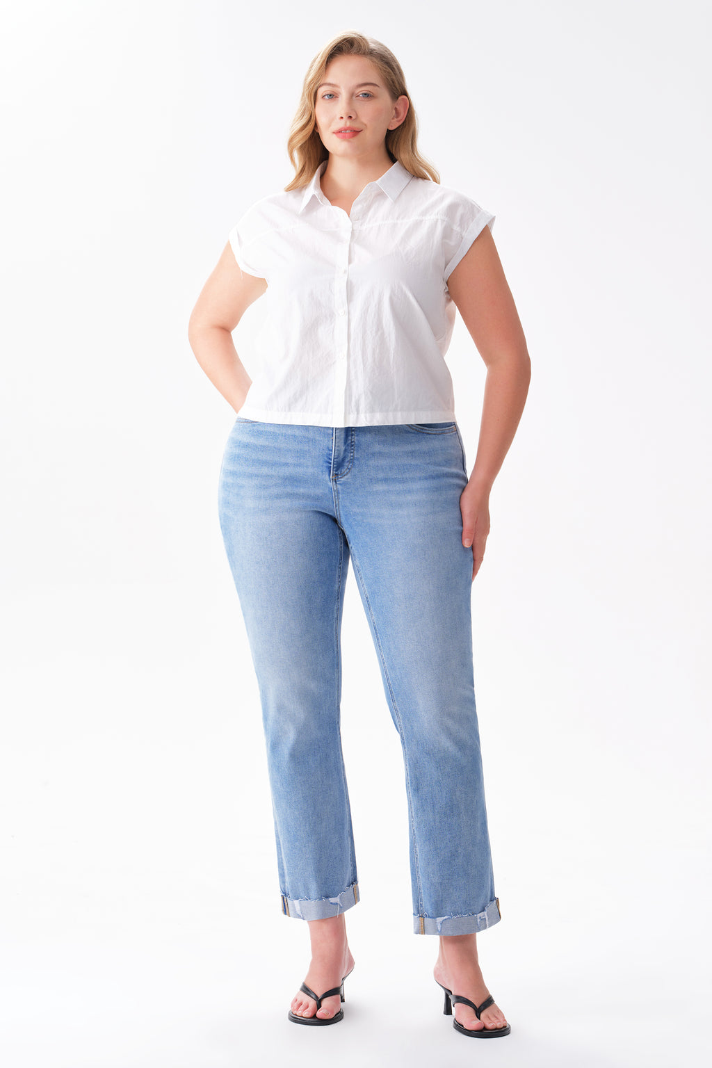 ONESO Effortless Mid Rise Straight Jeans
