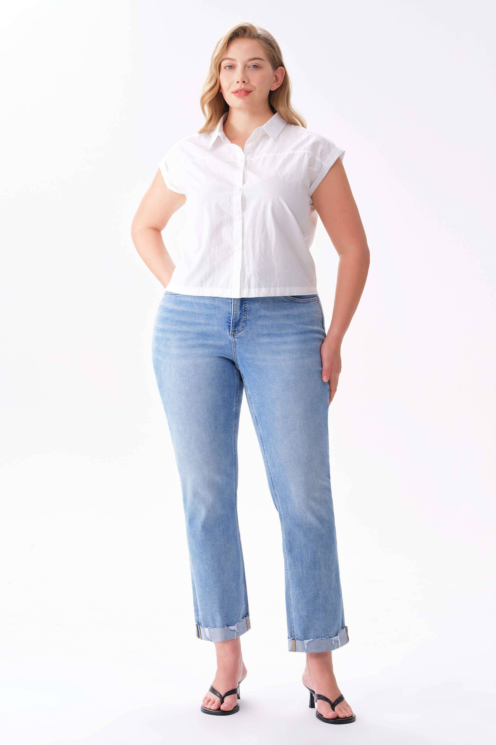ONESO Effortless Mid Rise Straight Jeans