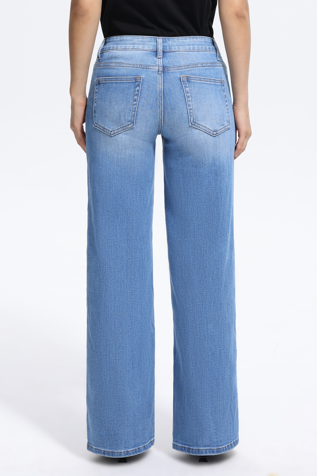 Vintage-Inspired Mid Rise Wide Leg Jeans