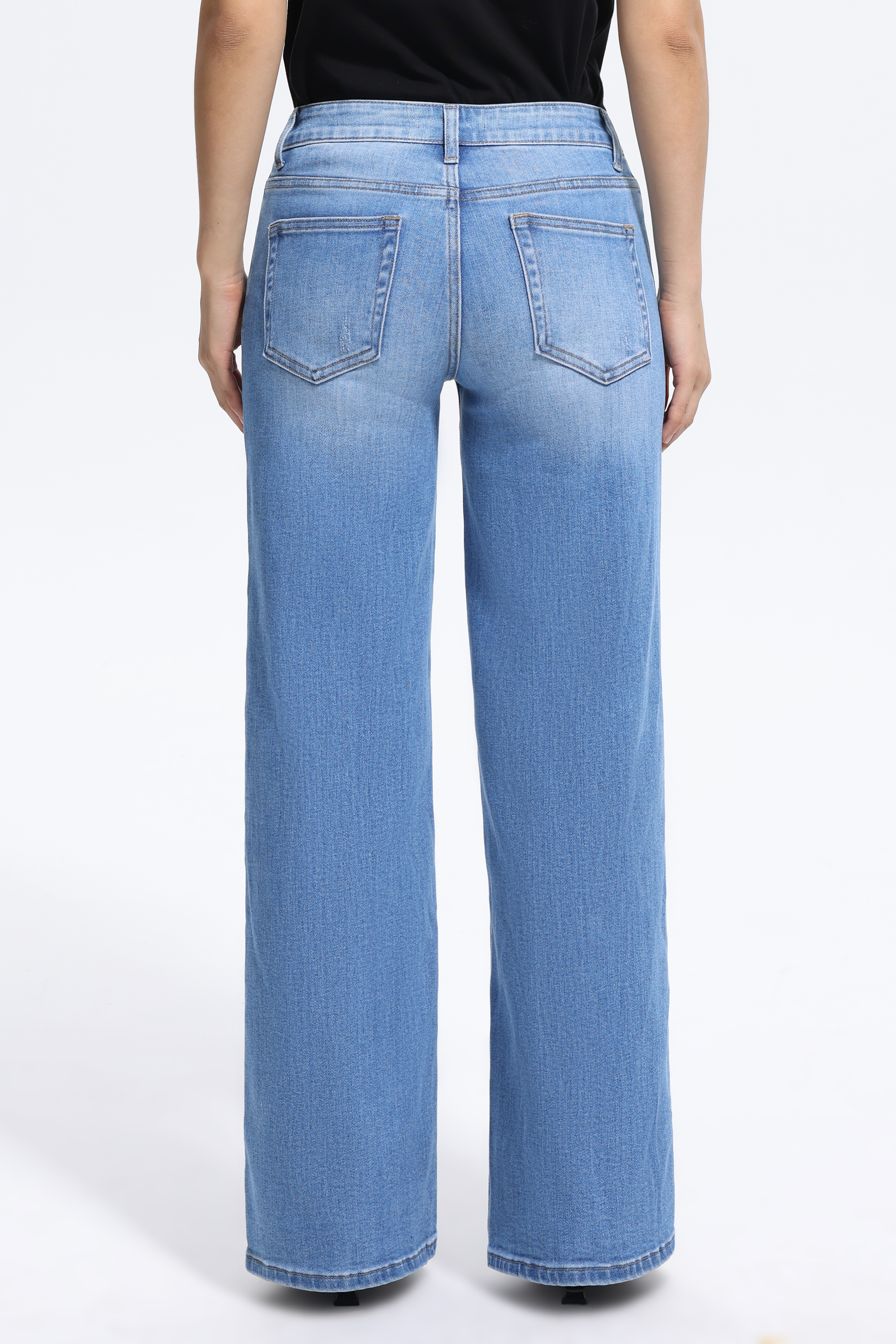 Vintage-Inspired Mid Rise Wide Leg Jeans