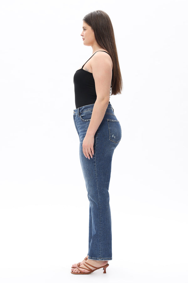 HIGH RISE CROP STRAIGHT DENIM JEANS OSTM5001EC-P