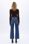 HIGH RISE RHINESTONE WIDE LEG JEANS OSWM8008 DEEP BLUE