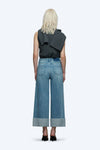 HIGH RISE ROLLED CUFF WIDE LEG DENIM JEANS OSW8009 BLUE