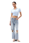 HIGH RISE CROP STRAIGHT LEG DENIM JEANS OSTM5029EC