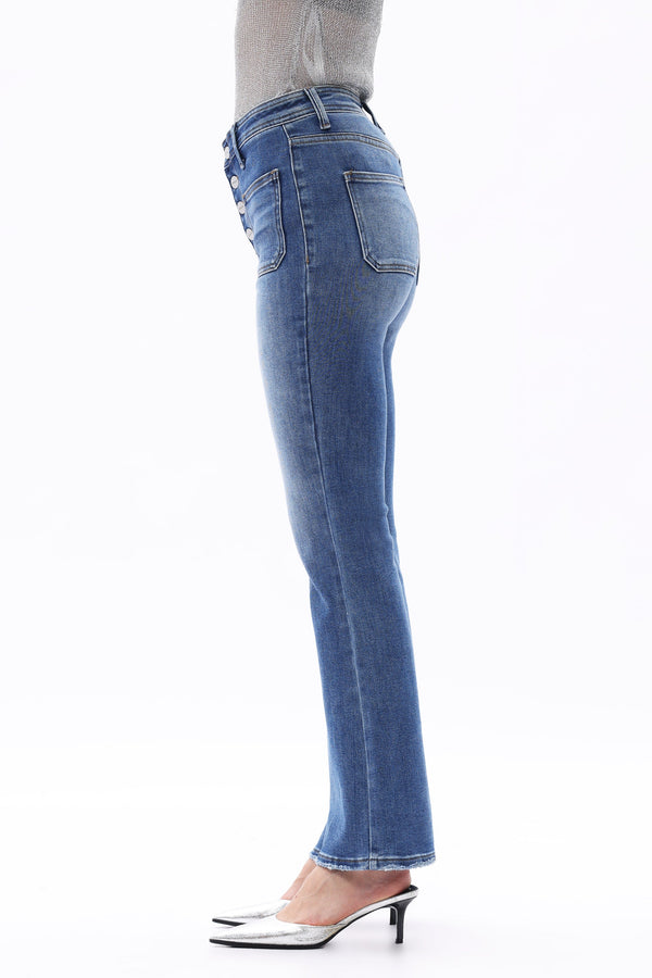 HIGH RISE BOOTCUT JEANS BUTTUM FLY WITH PATCH POCKET DENIM OSF1140