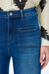 HIGH RISE STRAIGHT JEANS FRONT PATCH POCKETS OST5023