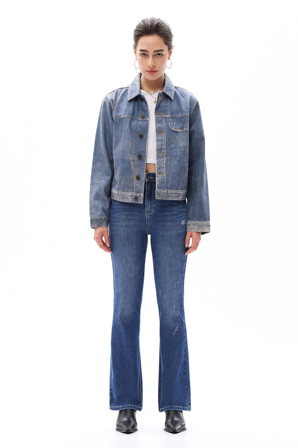 HIGH RISE SLIM FLARE DENIM JEANS OSF1139