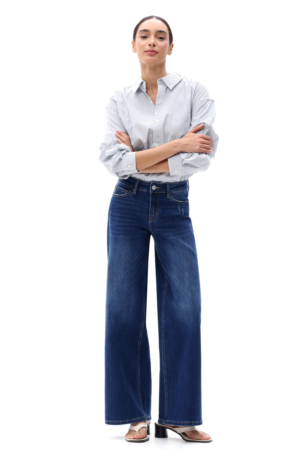 ONESO Effortless Coastal Mid Rise Wide Leg Jeans