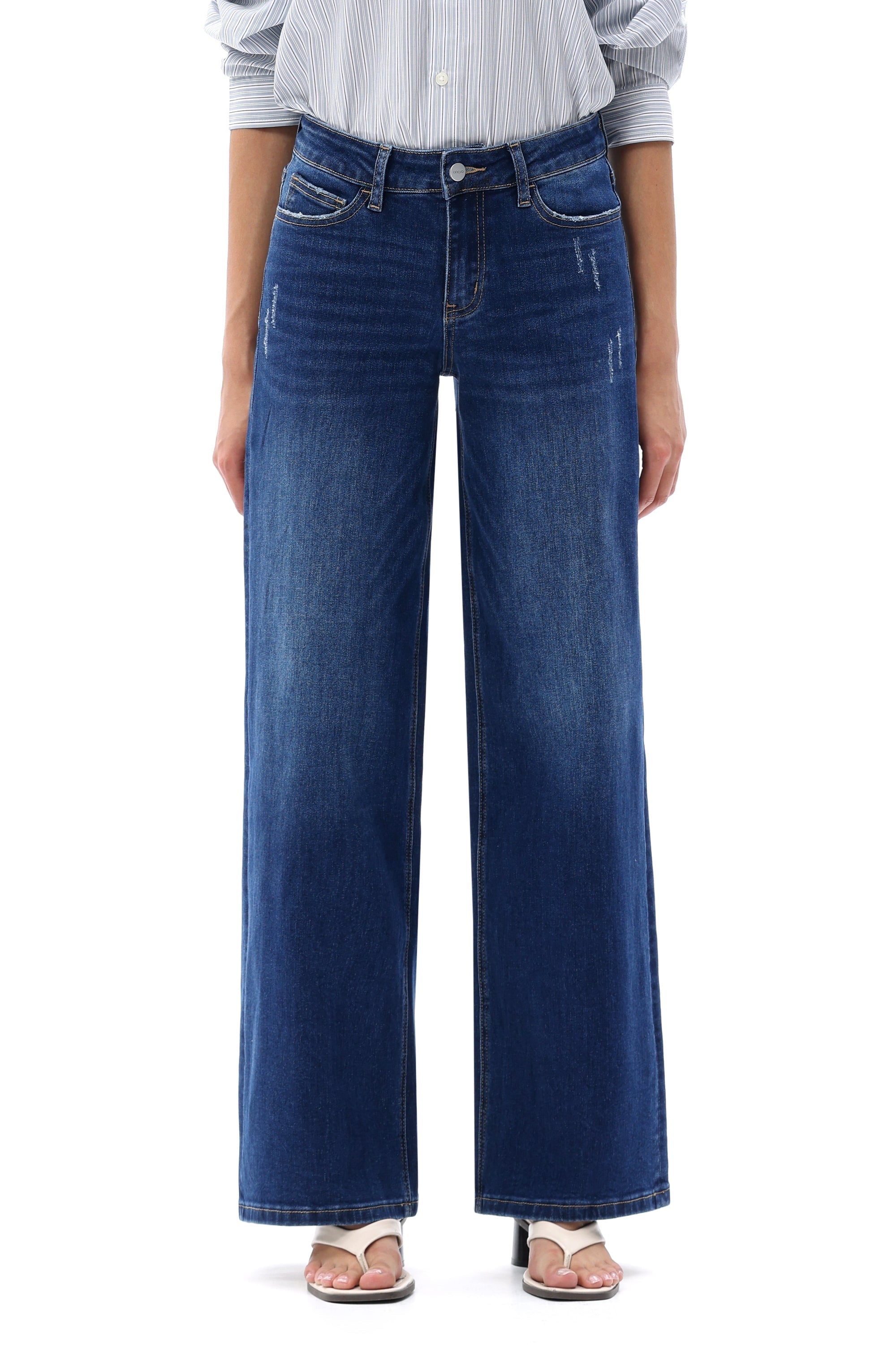 ONESO Effortless Coastal Mid Rise Wide Leg Jeans