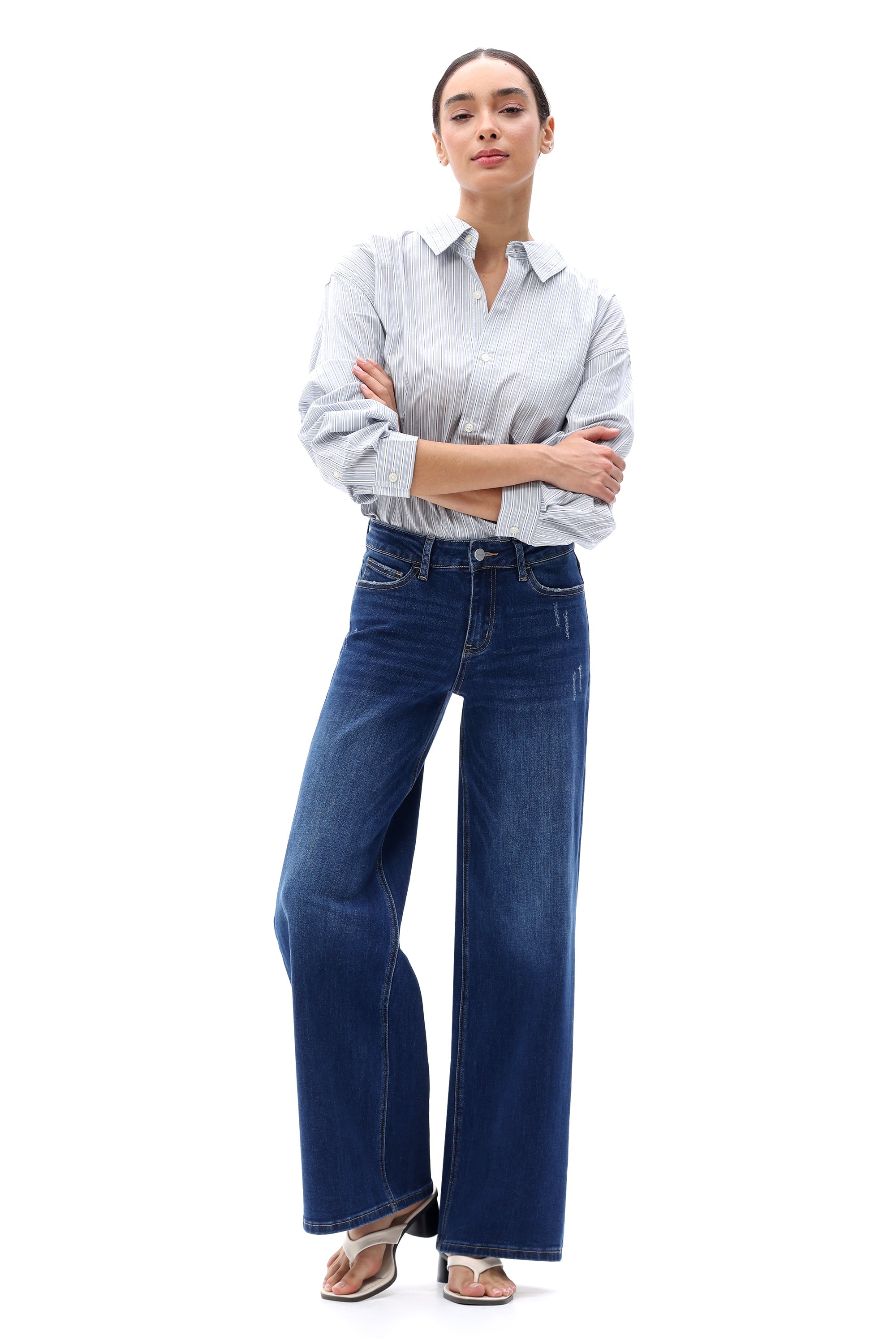 ONESO Effortless Coastal Mid Rise Wide Leg Jeans