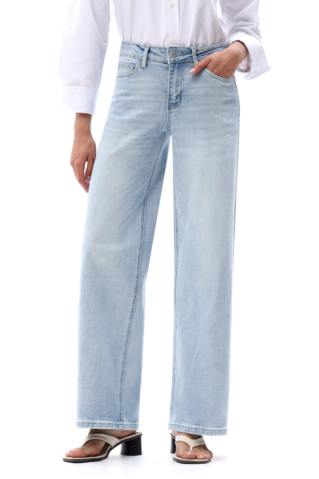 ONESO Effortless Coastal Mid Rise Wide Leg Jeans