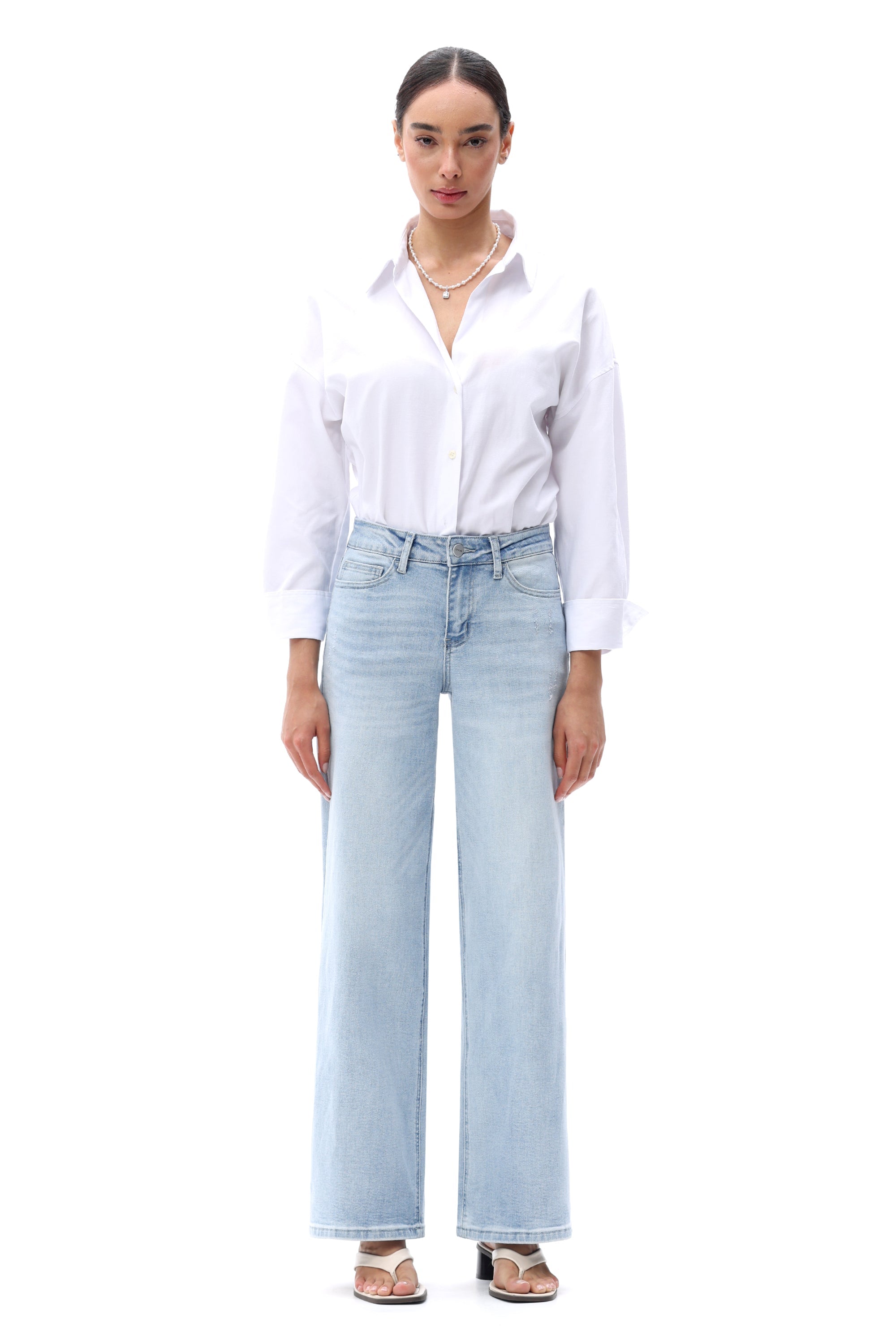 ONESO Effortless Coastal Mid Rise Wide Leg Jeans