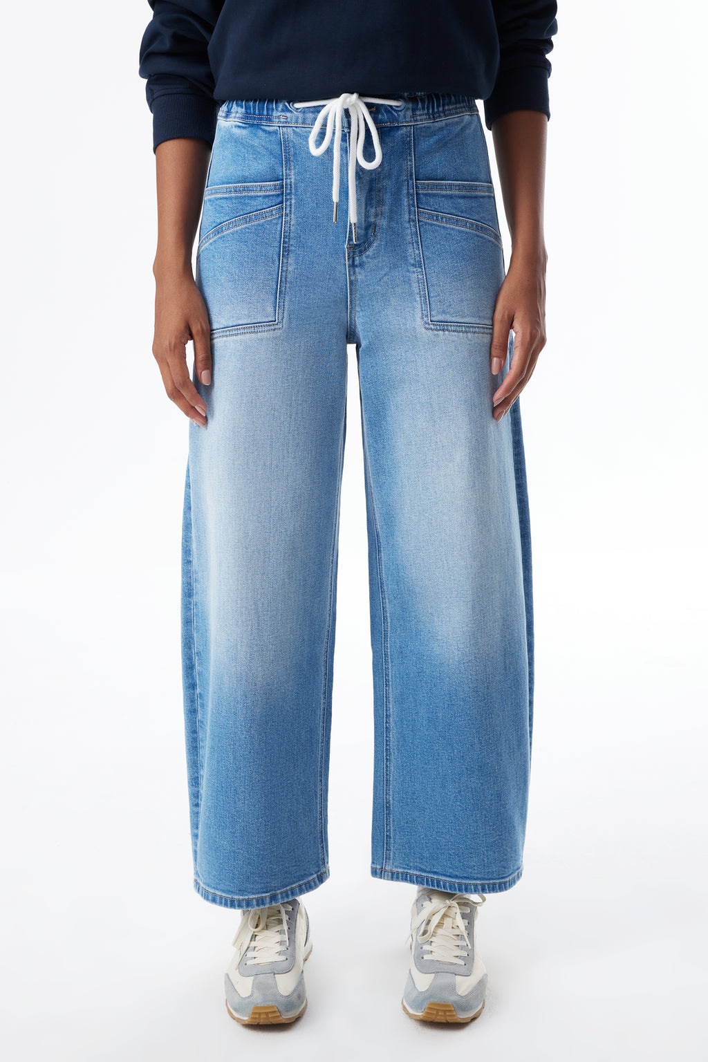 ONESO Super High Rise Patch Pocket Barrel Jeans