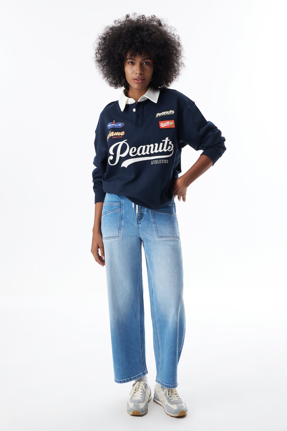 ONESO Super High Rise Patch Pocket Barrel Jeans