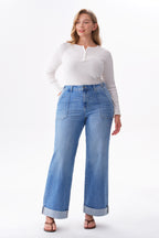 ONESO Modern Mid High Rise Wide Leg Jeans