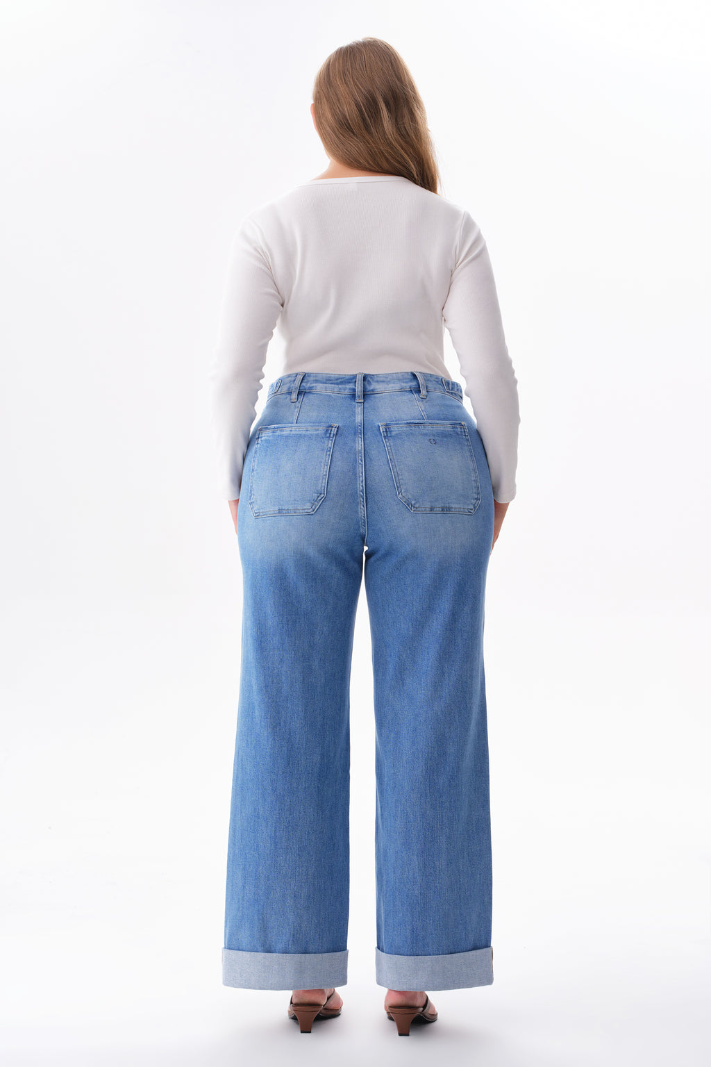 ONESO Modern Mid High Rise Wide Leg Jeans