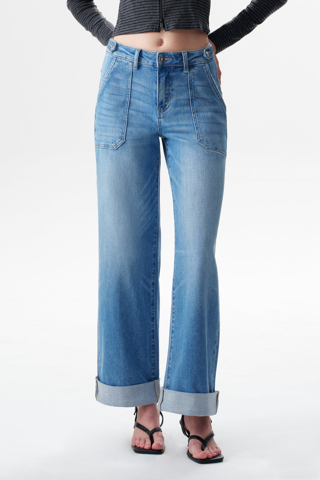 Modern Mid High Rise Wide Leg Jeans