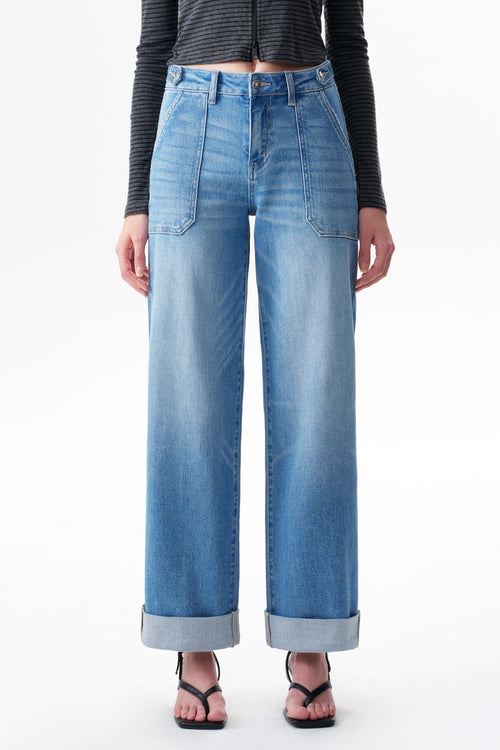 Modern Mid High Rise Wide Leg Jeans
