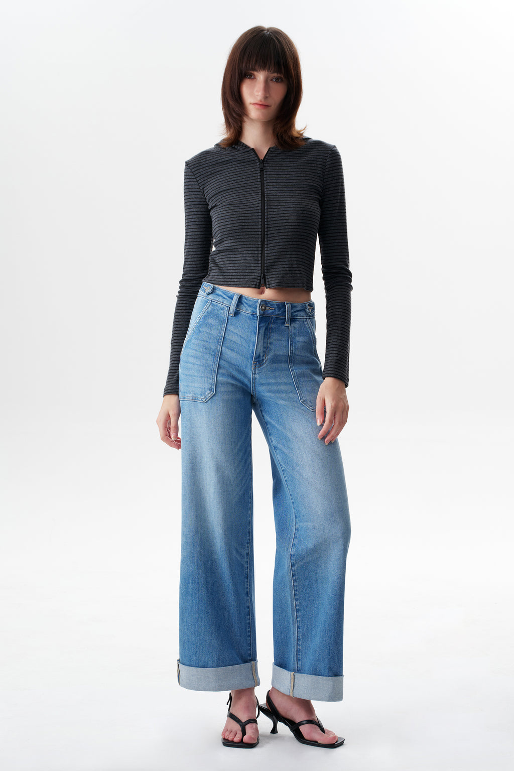 Modern Mid High Rise Wide Leg Jeans