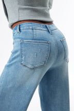 ONESO High Rise Distressed Wide Leg Jeans