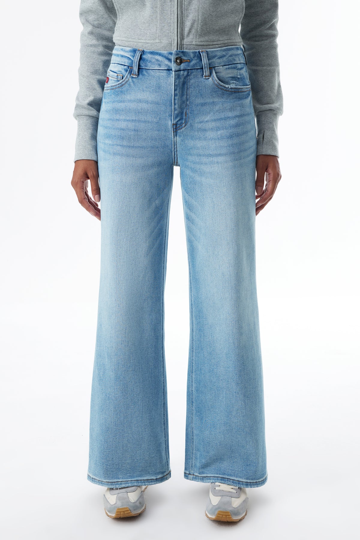 ONESO High Rise Distressed Wide Leg Jeans