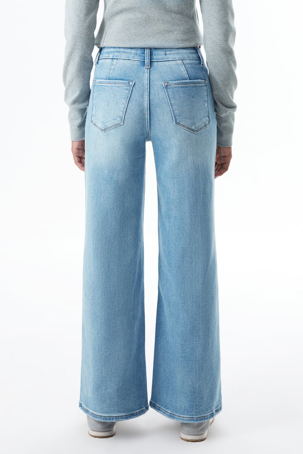 ONESO High Rise Distressed Wide Leg Jeans