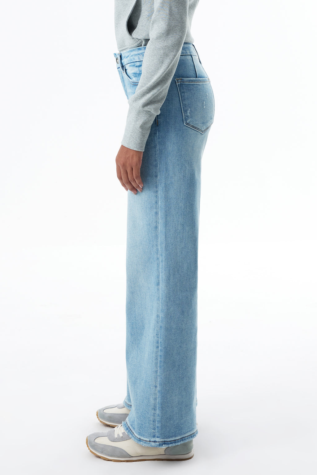 ONESO High Rise Distressed Wide Leg Jeans