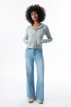 ONESO High Rise Distressed Wide Leg Jeans