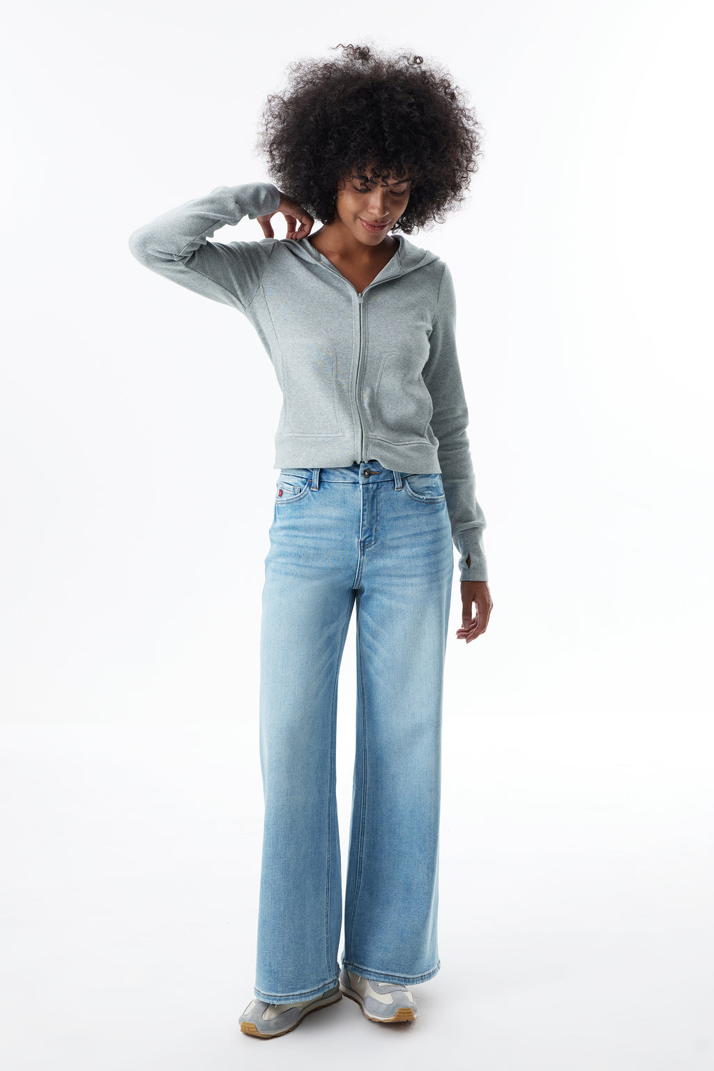 ONESO High Rise Distressed Wide Leg Jeans