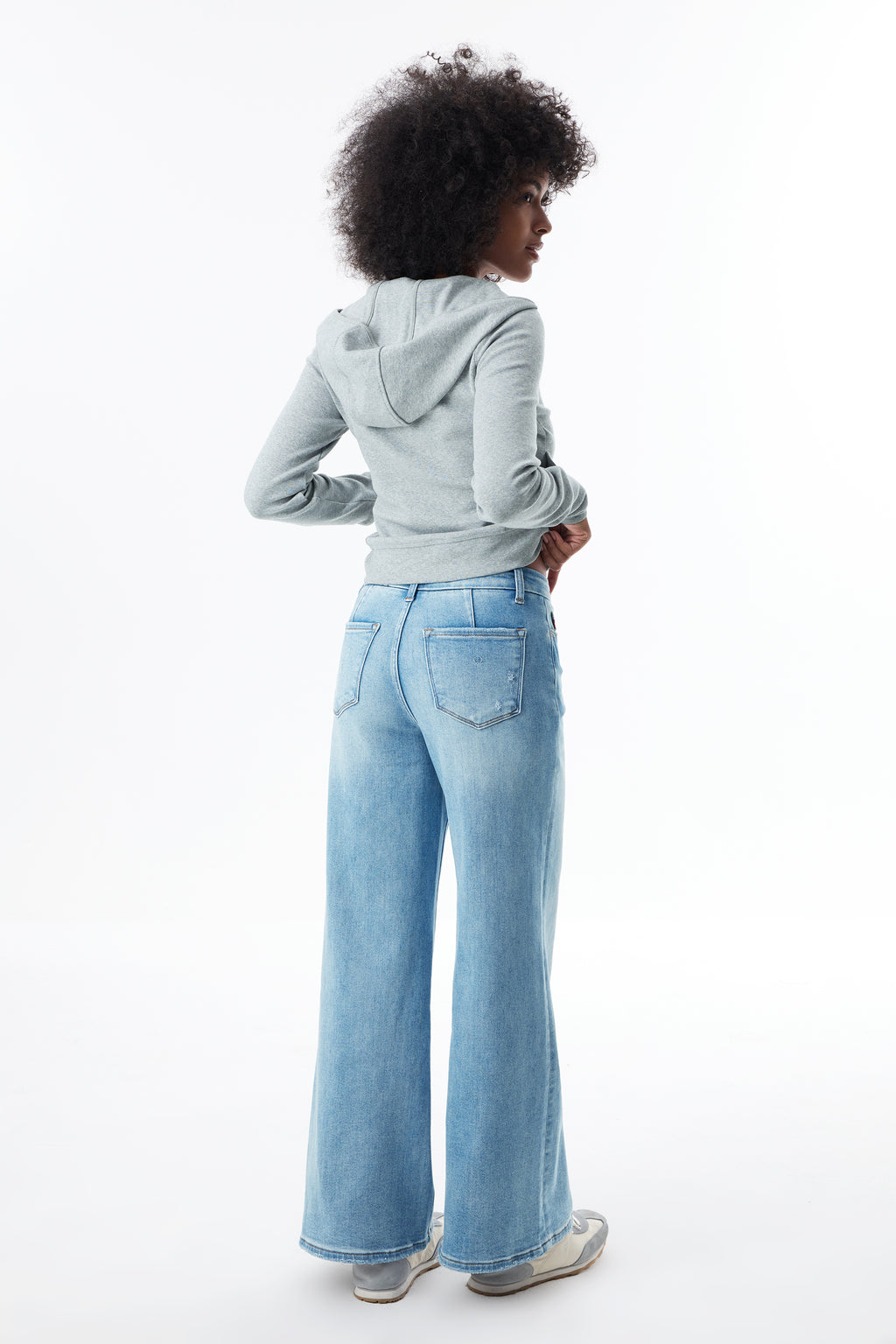ONESO High Rise Distressed Wide Leg Jeans