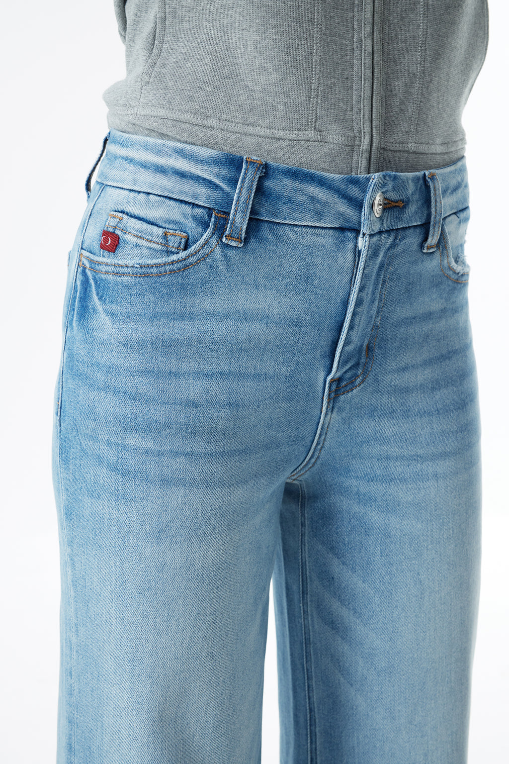 ONESO High Rise Distressed Wide Leg Jeans