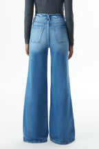 ONESO High Rise Frayed Hem Wide Leg Jeans