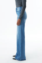 ONESO High Rise Frayed Hem Wide Leg Jeans