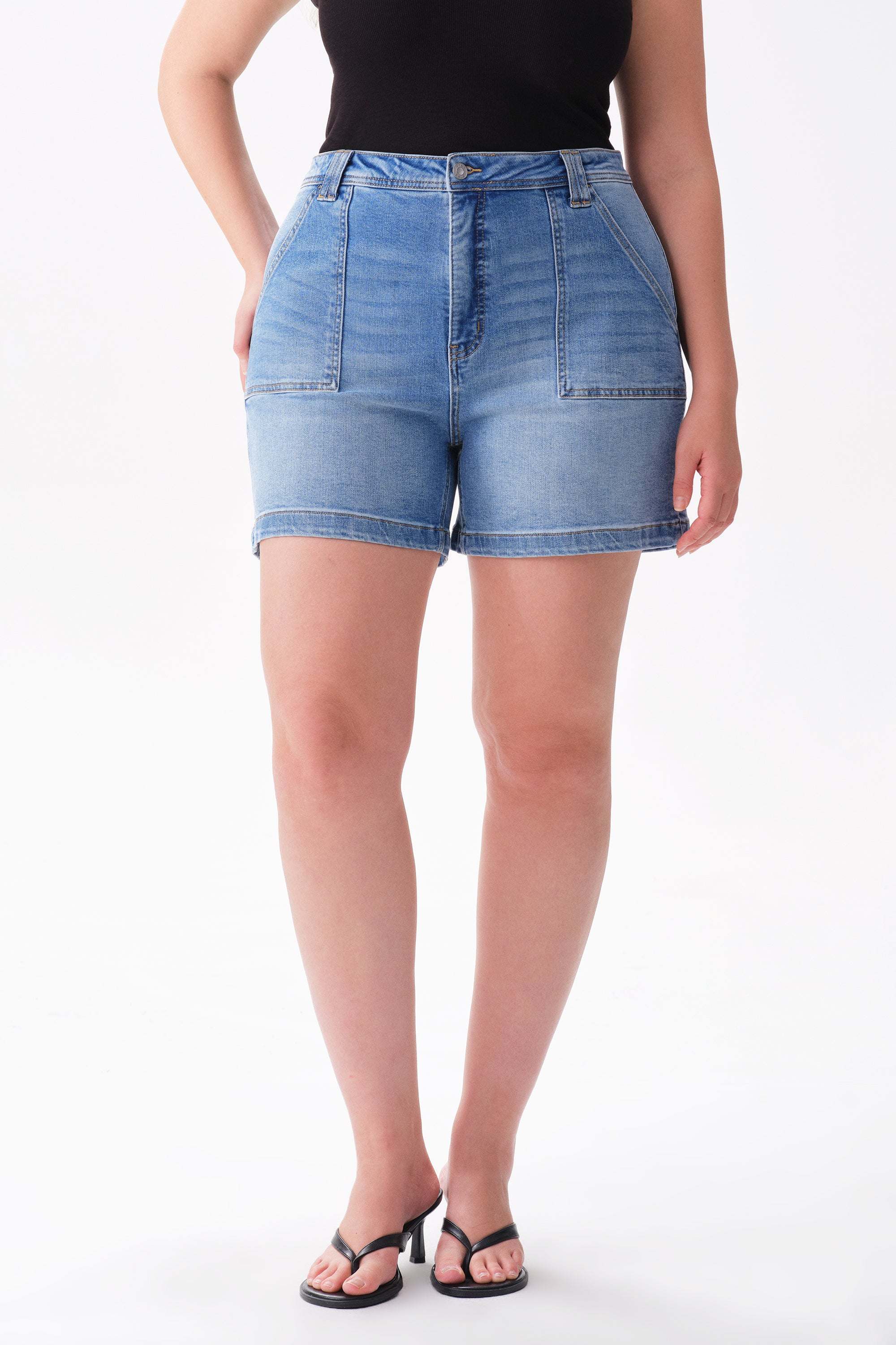 ONESO Modern Utility High Rise Denim Shorts