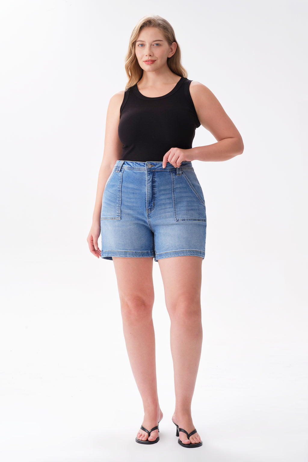 ONESO Modern Utility High Rise Denim Shorts