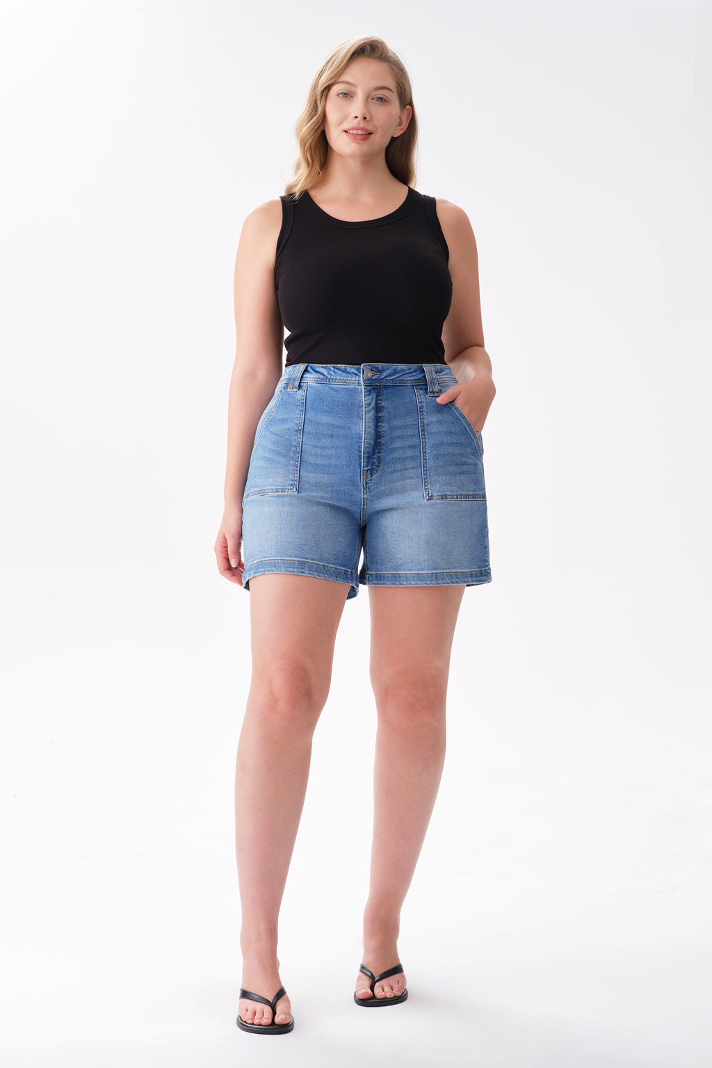 ONESO Modern Utility High Rise Denim Shorts