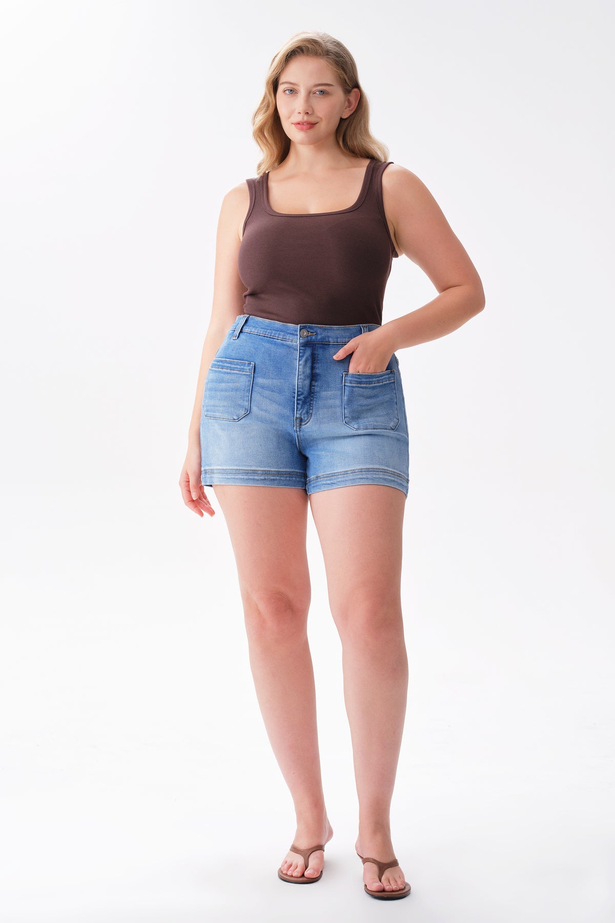 ONESO Modern Utility High Rise Denim Shorts