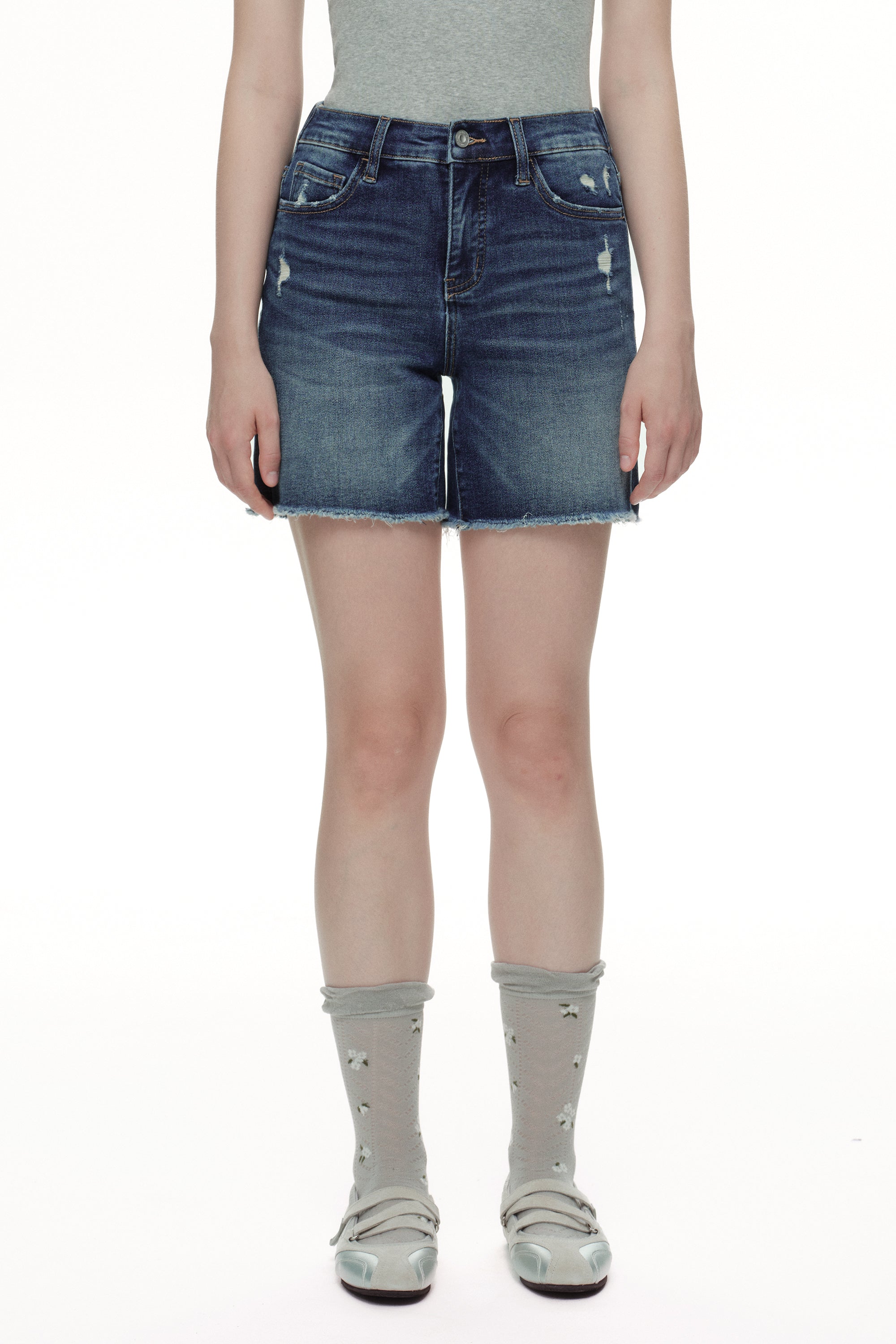 Effortless High Rise Denim Shorts