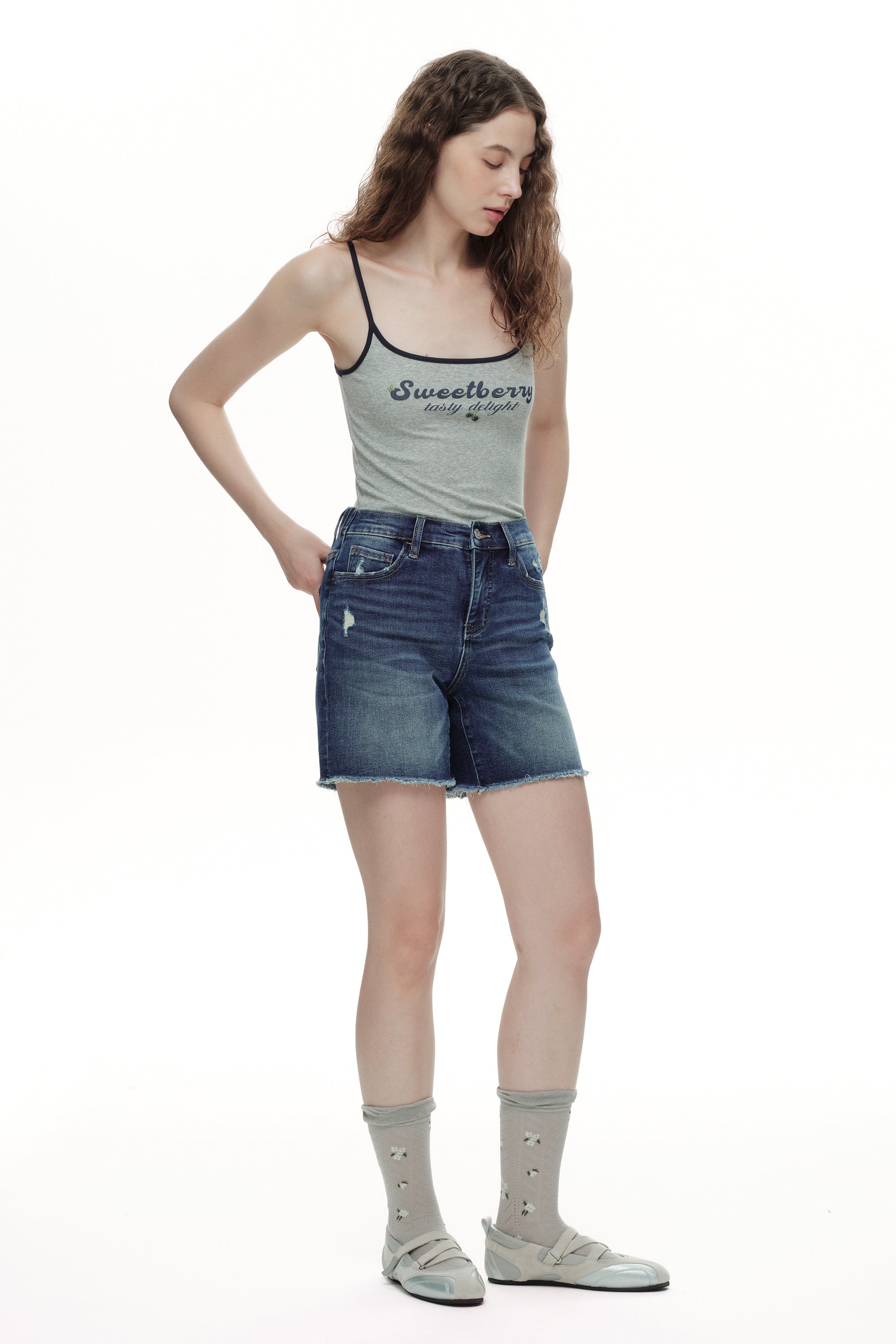 Effortless High Rise Denim Shorts
