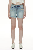 ONESO Feminine Mid Rise Denim Shorts