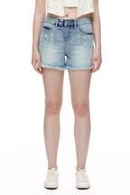 ONESO Feminine Mid Rise Denim Shorts