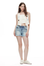 ONESO Feminine Mid Rise Denim Shorts