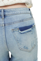 ONESO Feminine Mid Rise Denim Shorts