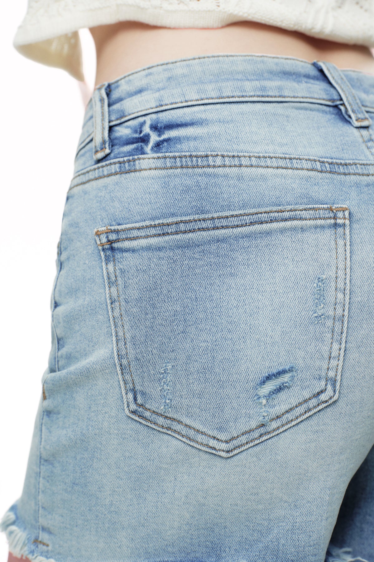ONESO Feminine Mid Rise Denim Shorts