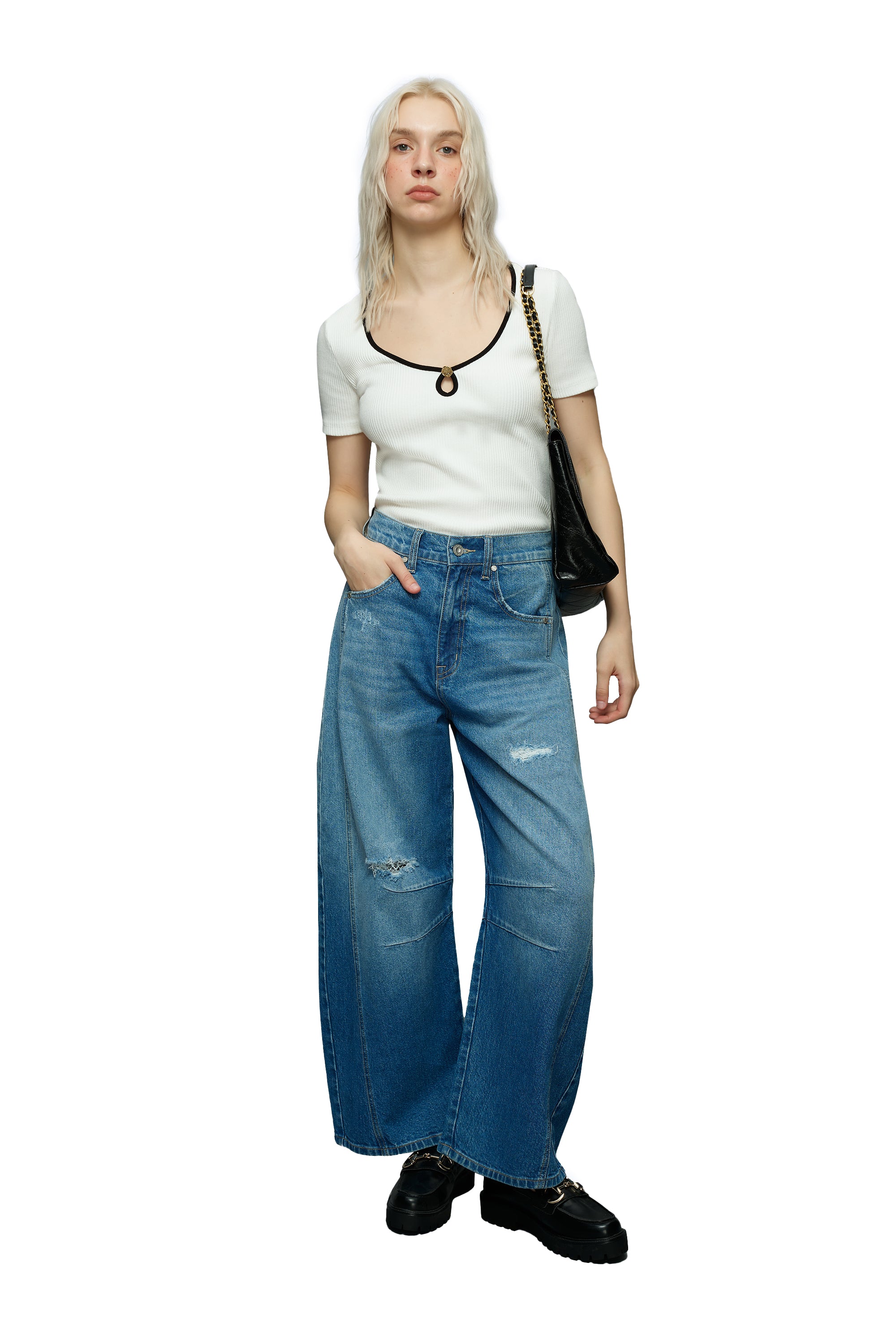 ONESO Vintage High Rise Barrel Jeans