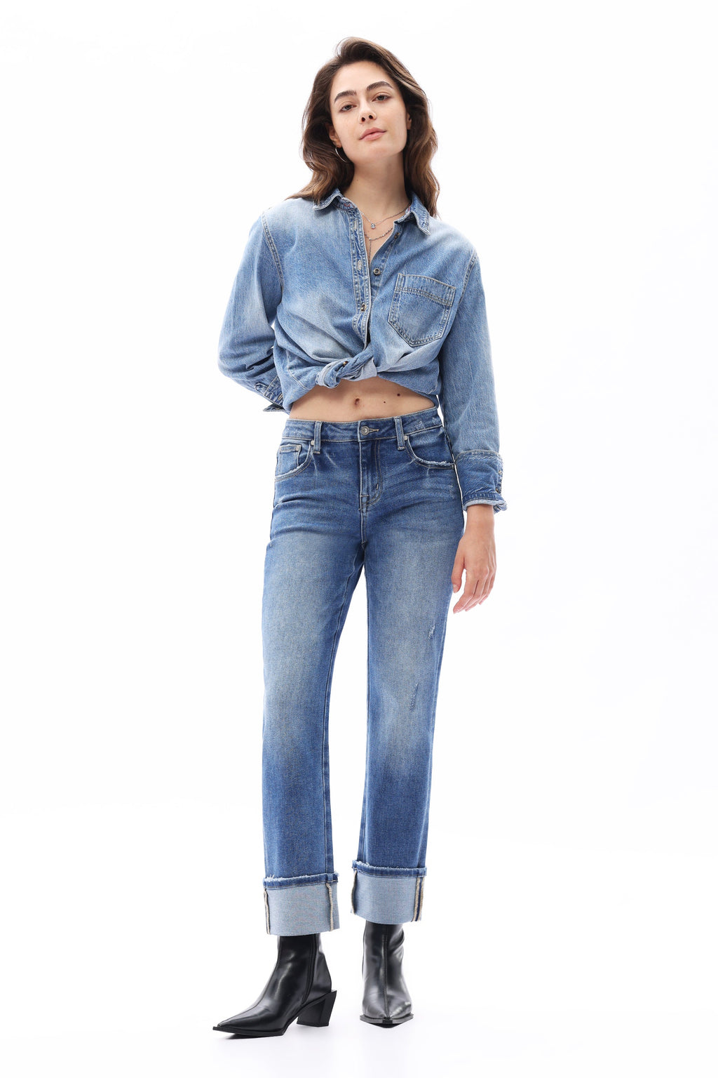 ONESO Polished Mid Rise Straight Jeans