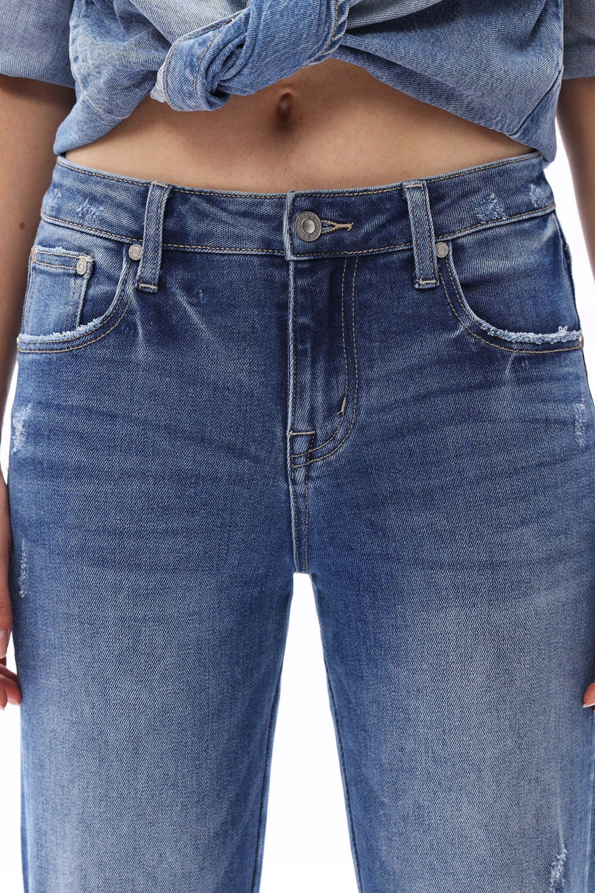 ONESO Polished Mid Rise Straight Jeans
