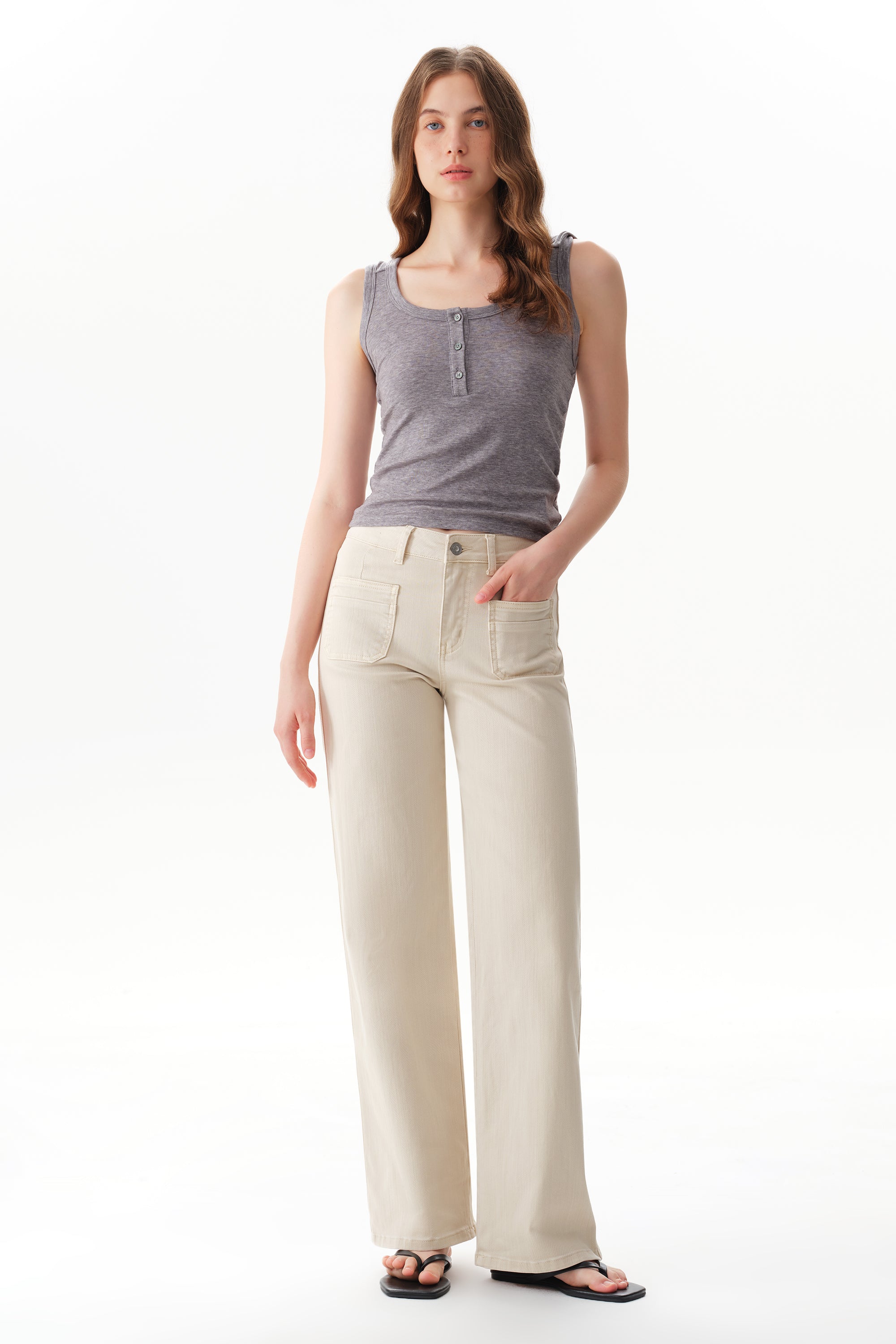 ONESO Minimalist Mid Rise Straight Jeans