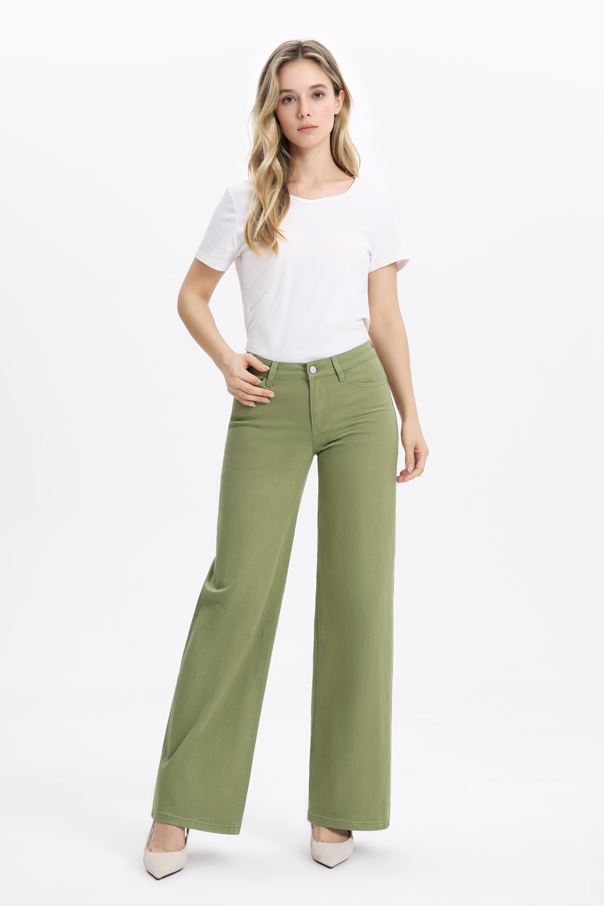 ONESO Earthy Mid Rise Wide Leg Jeans